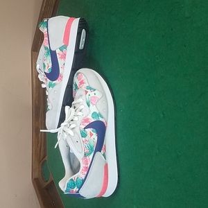 Nike Floral Athletic Shoes - White, Pink, Blue